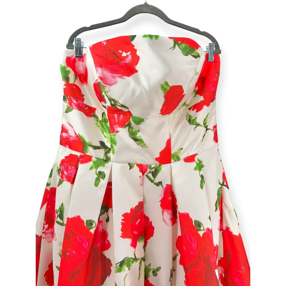 Mac Duggal White Strapless Floral Mikado Midi Dress $498 - Size 14‎ - Picture 7 of 12